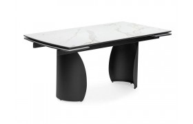 Кухонный стол Готланд 180(240)х90х79 белый мрамор / черный