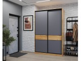 Шкаф-купе SLIM,125*60, Дуб вотан, Темно-серый фото