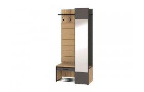 Кровать Прихожая с зеркалом Ольга Лофт 2, Дуб крафт золотой/Темно