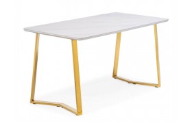 Кухонный стол Селена 1 180х90х77 белый мрамор / золото