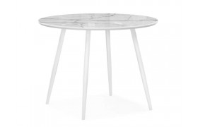 Обеденный стол Абилин 100х76 белый мрамор / стеклянный