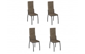 Табурет Комплект стульев Юджин (4 шт), черный велюр коричневый