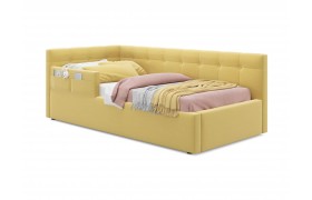 Тахта Односпальная кровать-Bonna 900 с защитным бортиком желтая