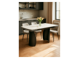 Готланд 160(220)х90х79 белый мрамор / черный Керамический стол распродажа