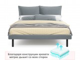 Мягкая кровать Fly 1400 серая с ортопедическим основанием распродажа