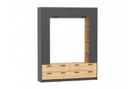 Шкаф НМ 014.65 Оттавия комбинированный Антрацит/дуб крафт золото