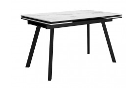 Кухонный стол DikLine SFA125 Стекло Белый мрамор САТИН/подстолье черное/о