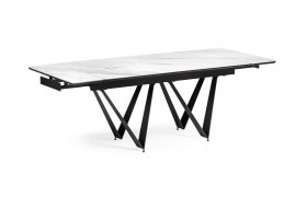 Кухонный стол Марвин 160(220)х90х76 белый мрамор / черный Керамический