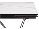 Марвин 160(220)х90х76 белый мрамор / черный Керамический стол недорого