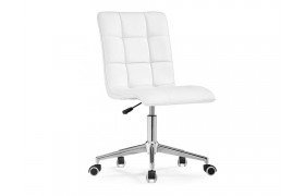 Офисное кресло Квадро экокожа белая / хром