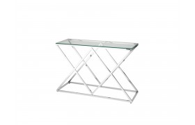 Столик туалетный Консоль ИНСИГНИЯ 120х40 Прозрачное стекло/Сталь серебро