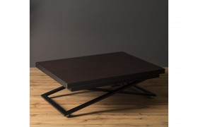 Кухонный стол трансформер Левмар Compact D23/S53 (венге/черные опоры)