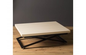 Журнально-обеденный стол трансформер Левмар Compact D31/S53 (выбеленный дуб/черные