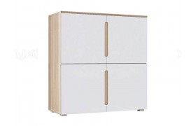 Тумба под телевизор Ким 4-х створчатая, сонома / белый глянец