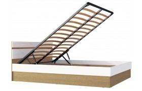 Кровать Ким с подъемным механизмом 160 (Белый глянец, Дуб
