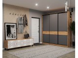 Шкаф-купе SLIM,184*60, Дуб вотан, Серый распродажа