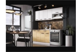 Кухонный гарнитур ЛДСП Хозяюшка 1200 +ГАЗ600 (Вотан / Белый глянец, )