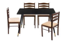 Обеденная группа Нолд black / dirty oak / beige