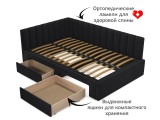 Мягкая кровать-тахта Milena 1200 темная с ящиками купить