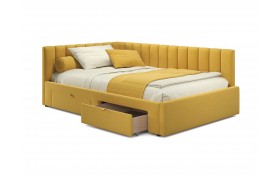 Кровать Мягкая тахта Milena 1200 желтая c ящиками