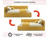 Мягкая кровать-тахта Milena 1200 желтая c ящиками распродажа