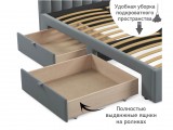 Мягкая кровать-тахта Milena 1200 серая с ящиками распродажа