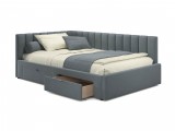 Мягкая кровать-тахта Milena 1200 серая с ящиками недорого