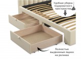 Мягкая кровать-тахта Milena 1200 бежевая с ящиками купить