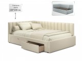 Мягкая кровать-тахта Milena 1200 бежевая с ящиками распродажа