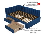 Мягкая кровать-тахта Milena 1200 синяя c ящиками распродажа