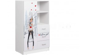 Шкаф Вега NEW Girl комбинированный (Белый / глянец)