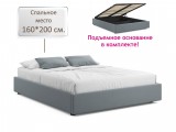 Мягкая кровать-софа без изголовья Base 1600 серая с подъемным ме недорого