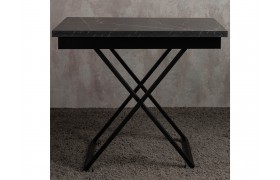 Журнально-обеденный стол трансформер Левмар Apollo D97/S53 черный мрамор/опор