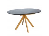 Стол Rudolf круглый раскладной 100-130x100x75см, чёрный керамогр распродажа
