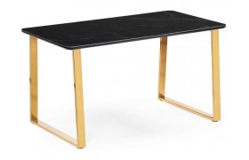 Стол на кухню Селена 2 140х80 черный мрамор / золото Керамический