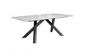 Кухонный стол DikLine KS220 керамика Cloud (белый глянец C11 )/опоры черн