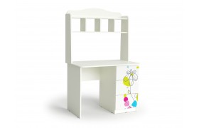 Детская парта Стол письменный Цветы, Белый шёлк