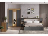 Кровать с проложками 160х200 Вена, Дуб золотой, Графит серый фото