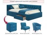 Мягкая кровать-тахта Afelia 1200 синяя c ящиками фото