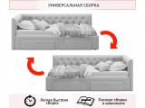 Мягкая кровать-тахта Afelia 1200 серая с ящиками купить