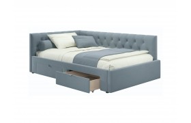 Детская кровать Мягкая тахта Afelia 1200 серая ящиками