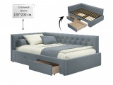 Мягкая кровать-тахта Afelia 1200 серая с ящиками распродажа
