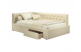 Кровать Мягкая тахта Afelia 1200 бежевая с ящиками