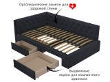 Мягкая кровать-тахта Afelia 1200 черная c ящиками купить