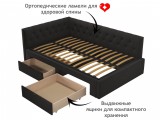Мягкая кровать-тахта Afelia 1200 шоколад c ящиками купить