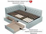 Мягкая кровать-тахта Afelia 1200 мята пастель c ящиками купить