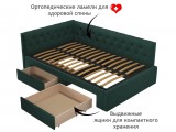 Мягкая кровать-тахта Afelia 1200 изумруд c ящиками распродажа