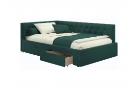 Кровать Мягкая тахта Afelia 1200 изумруд с ящиками