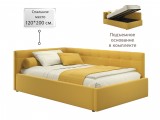 Мягкая кровать-тахта Bonna 1200 желтая c подъемным механизмом от производителя