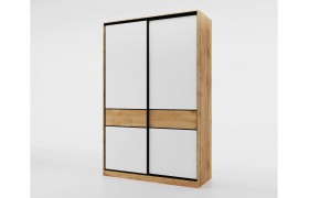 Шкаф-купе SLIM,125*60, Дуб вотан, Белый шёлк